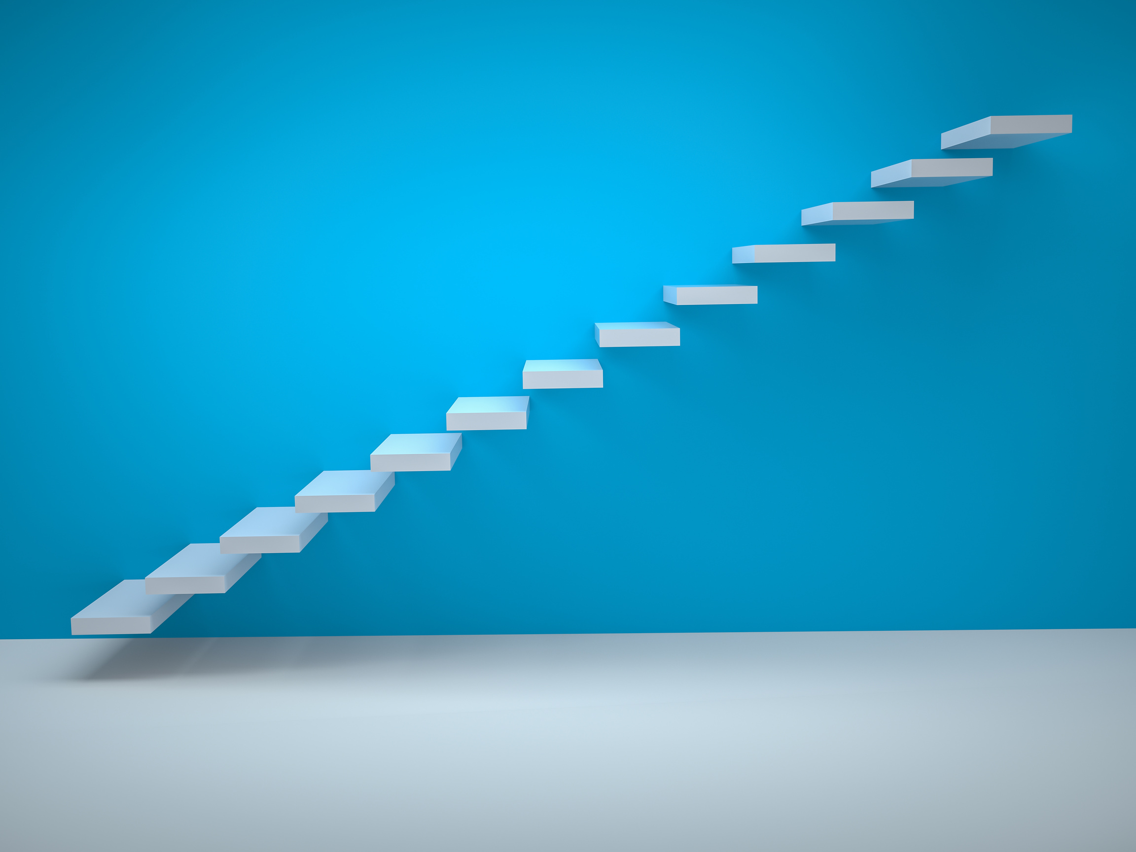 Simple stair icon on blue background